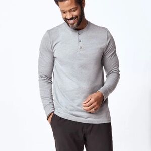 Fresh Clean Tees Men’s Long Sleeve Henley, Heather Gray, Various Sizes